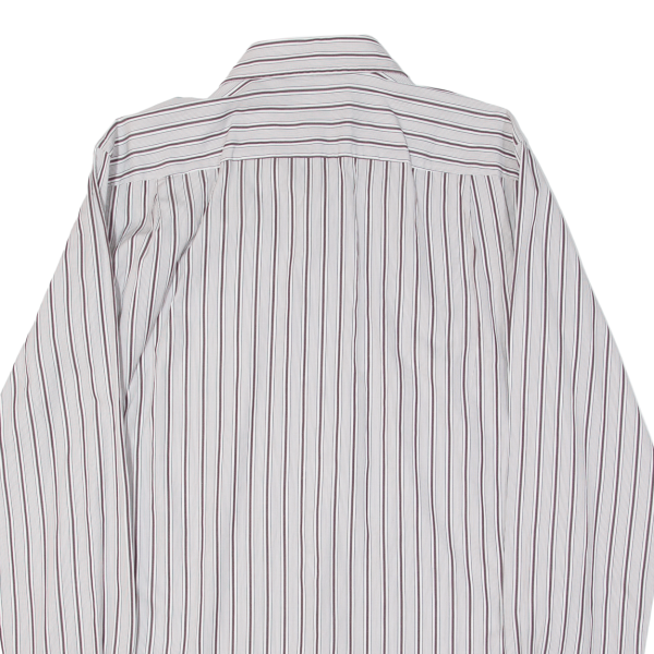 HUGO BOSS Mens Formal Shirt White Striped Long Sleeve M Fashion