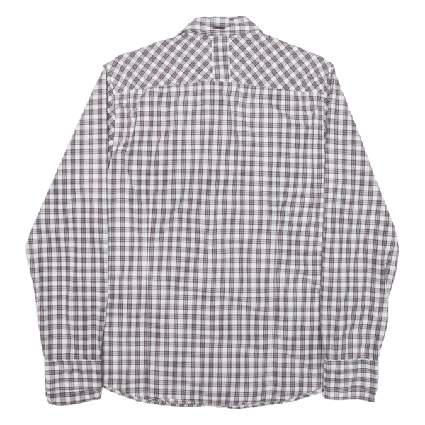 GUESS Mens Shirt Purple Check Long Sleeve L Hot on Sale