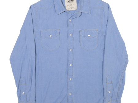 VANS Mens Plain Shirt Blue Long Sleeve S Online Sale