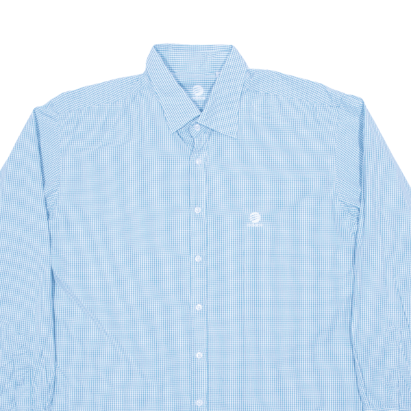 ADIDAS Slim Line Mens Shirt Blue Gingham Long Sleeve L Sale