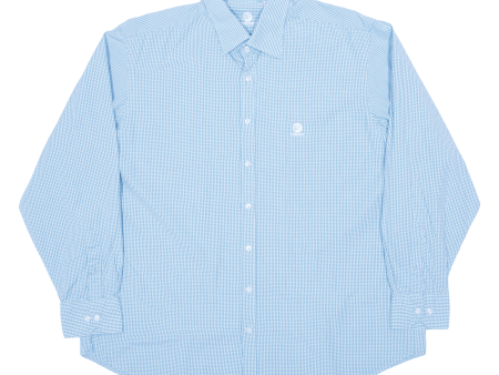 ADIDAS Slim Line Mens Shirt Blue Gingham Long Sleeve L Sale