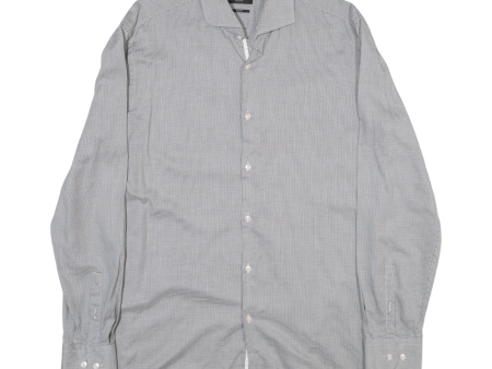 BOSS Mens Shirt Grey Spotted Long Sleeve L Sale