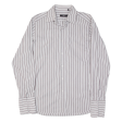 HUGO BOSS Mens Formal Shirt White Striped Long Sleeve M Fashion