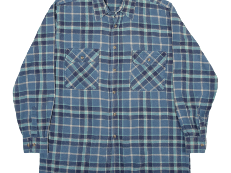 Mens Shirt Blue Check Long Sleeve M Discount