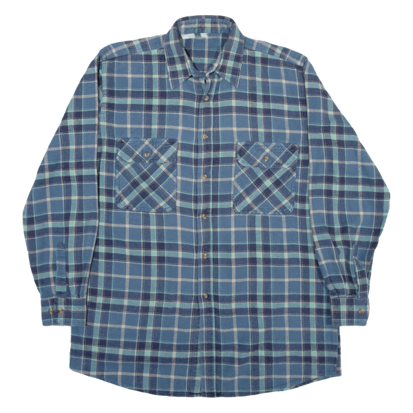 Mens Shirt Blue Check Long Sleeve M Discount