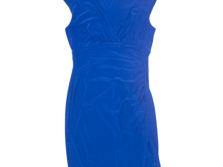 LAUREN RALPH LAUREN Ruched Stretch Womens Bodycon Blue Sleeveless Midi UK 10 Hot on Sale