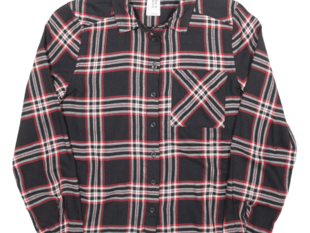 HERE + THERE Womens Shirt Black Check Long Sleeve S For Cheap