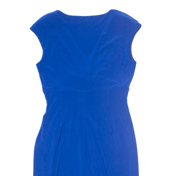 LAUREN RALPH LAUREN Ruched Stretch Womens Bodycon Blue Sleeveless Midi UK 10 Hot on Sale