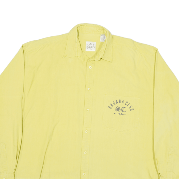 SAHARA CLUB Mens Plain Shirt Yellow Long Sleeve M Sale