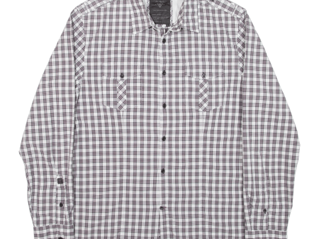 GUESS Mens Shirt Purple Check Long Sleeve L Hot on Sale