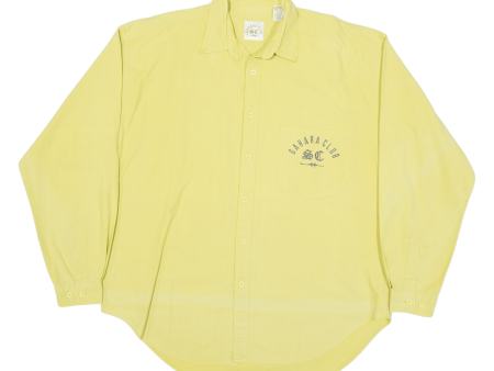 SAHARA CLUB Mens Plain Shirt Yellow Long Sleeve M Sale