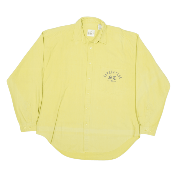 SAHARA CLUB Mens Plain Shirt Yellow Long Sleeve M Sale