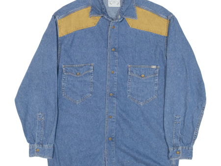 MUSTANG Mens Denim Shirt Blue Long Sleeve S Fashion