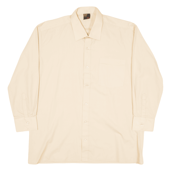 MASTER STYLE Mens Plain Shirt Beige Long Sleeve S Online Sale