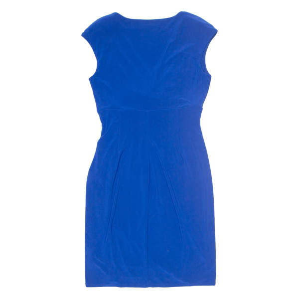 LAUREN RALPH LAUREN Ruched Stretch Womens Bodycon Blue Sleeveless Midi UK 10 Hot on Sale