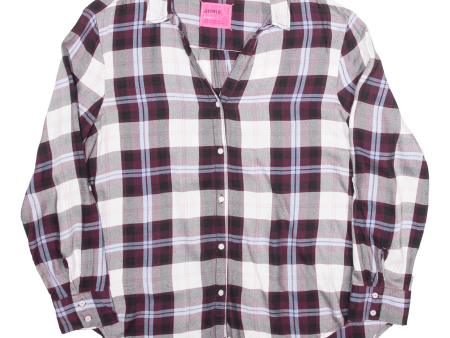 STREET ONE Relaxed Fit Womens Shirt Maroon Check Long Sleeve UK 16 Supply