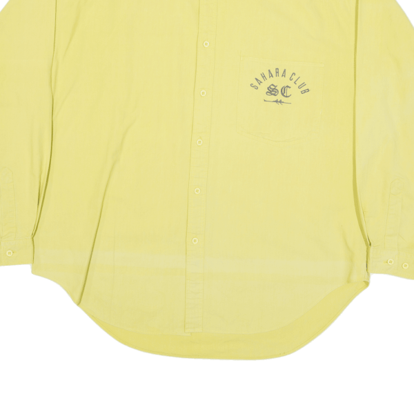 SAHARA CLUB Mens Plain Shirt Yellow Long Sleeve M Sale