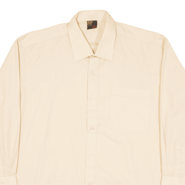 MASTER STYLE Mens Plain Shirt Beige Long Sleeve S Online Sale