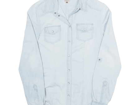 ONLY Womens Denim Shirt Blue Long Sleeve M Online Sale