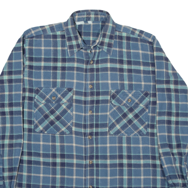 Mens Shirt Blue Check Long Sleeve M Discount