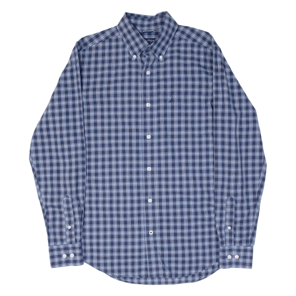 NAUTICA Shirt Blue Plaid Long Sleeve Mens S Cheap