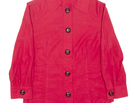 Anchor Buttons Plain Shirt Red 3 4 Sleeve Womens M Supply