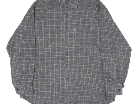 TEDDY S JEANS Mens Shirt Grey Check Long Sleeve L Hot on Sale