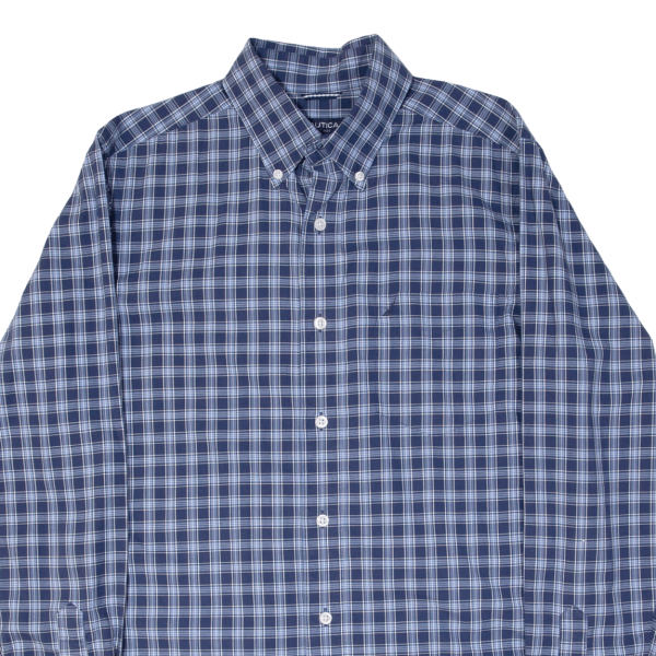 NAUTICA Shirt Blue Plaid Long Sleeve Mens S Cheap