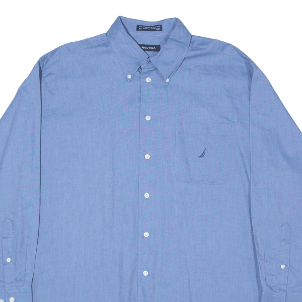 NAUTICA Plain Shirt Blue Long Sleeve Mens L Discount