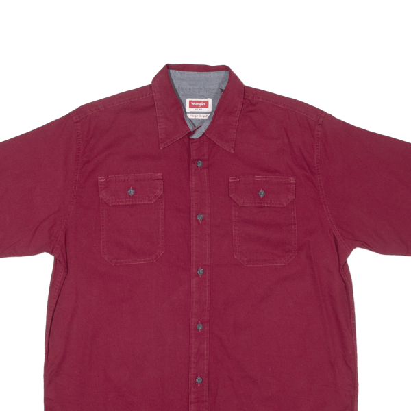 WRANGLER Flex For Comfort Plain Shirt Maroon Short Sleeve Mens M Sale