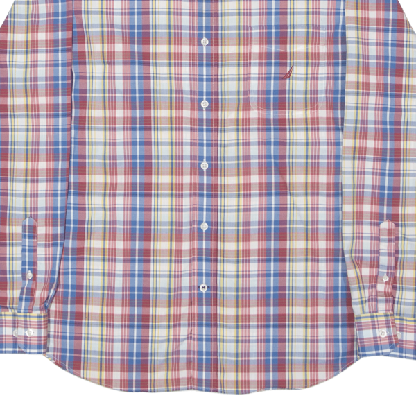 NAUTICA Trimmer Fit Shirt Red Plaid Long Sleeve Mens XL For Sale