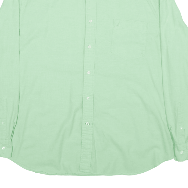 NAUTICA Plain Shirt Green Long Sleeve Mens 2XL For Cheap