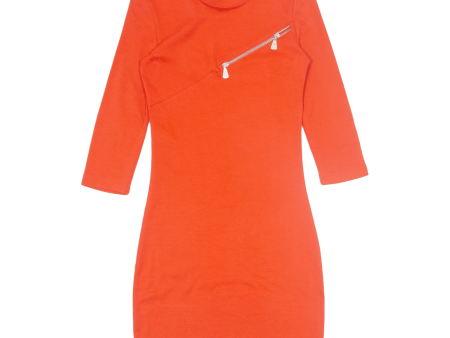 ALEXANDER MCQUEEN Bodycon Dress Orange 3 4 Sleeve Knee Length Womens UK 6 Sale