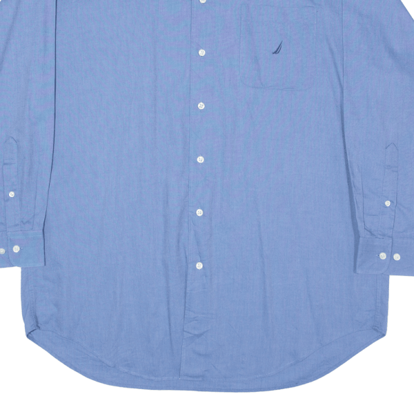 NAUTICA Plain Shirt Blue Long Sleeve Mens L Discount