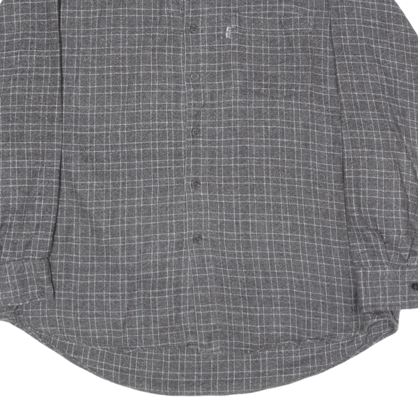 TEDDY S JEANS Mens Shirt Grey Check Long Sleeve L Hot on Sale