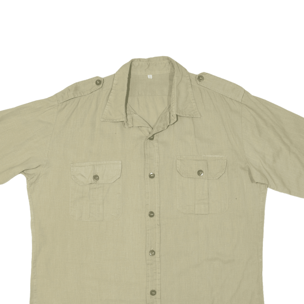 Plain Shirt Beige Short Sleeve Mens L For Sale