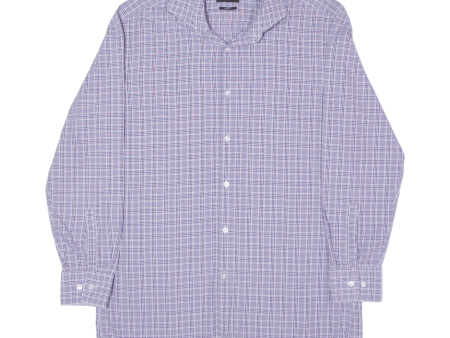 HUGO BOSS Slim Fit Shirt Purple Check Long Sleeve Mens L Fashion