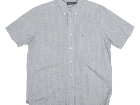 NAUTICA Shirt Grey Short Sleeve Mens L on Sale