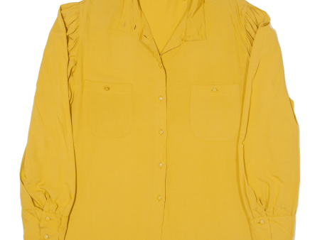 GERRY WEBER Plain Shirt Yellow Viscose Long Sleeve Womens L Online Sale