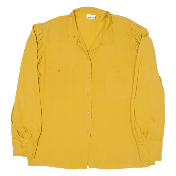 GERRY WEBER Plain Shirt Yellow Viscose Long Sleeve Womens L Online Sale