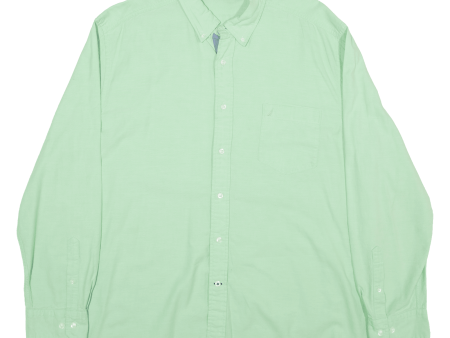 NAUTICA Plain Shirt Green Long Sleeve Mens 2XL For Cheap