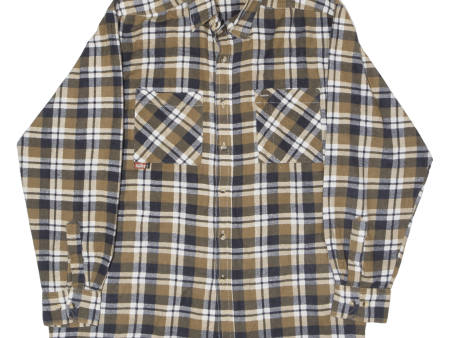 ISSA Mens Shirt Brown Plaid Long Sleeve M Supply