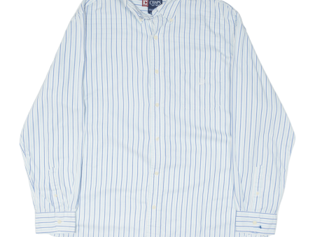 CHAPS Shirt Blue Striped Long Sleeve Mens XL Hot on Sale