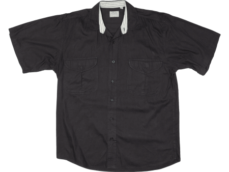 GATSBY Plain Shirt Black 90s Short Sleeve Mens M For Sale