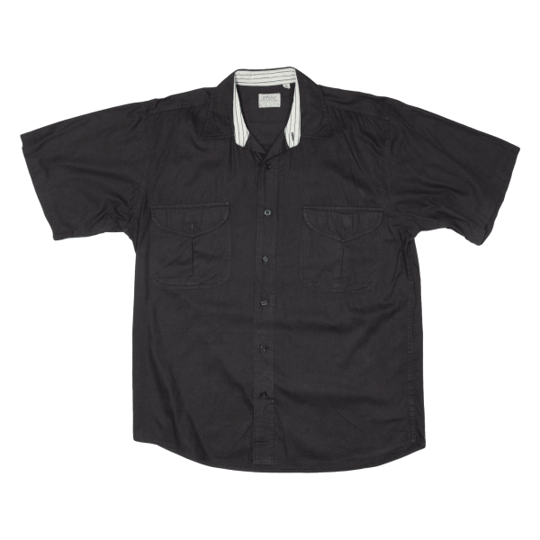 GATSBY Plain Shirt Black 90s Short Sleeve Mens M For Sale