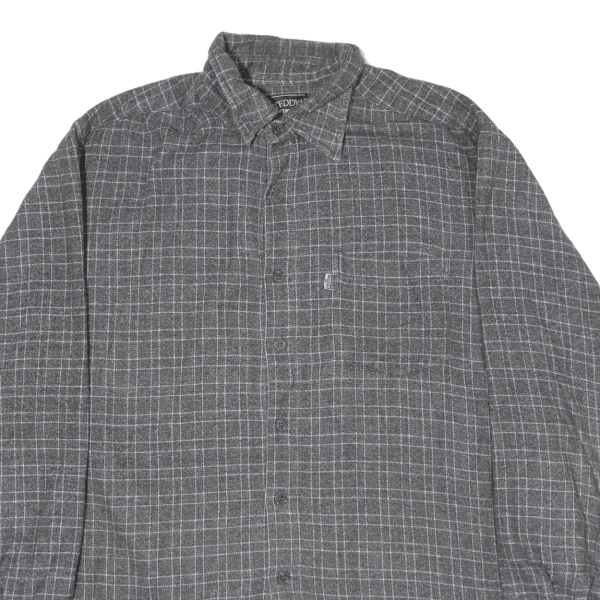 TEDDY S JEANS Mens Shirt Grey Check Long Sleeve L Hot on Sale