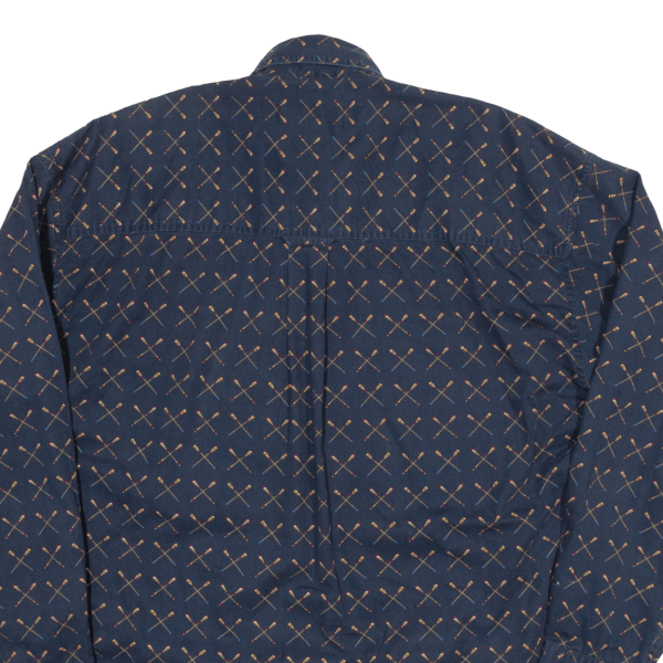 CHAPS RALPH LAUREN Cross Print Shirt Blue Long Sleeve Mens M on Sale