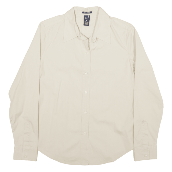 GAP Plain Shirt Beige Long Sleeve Womens M Online Hot Sale