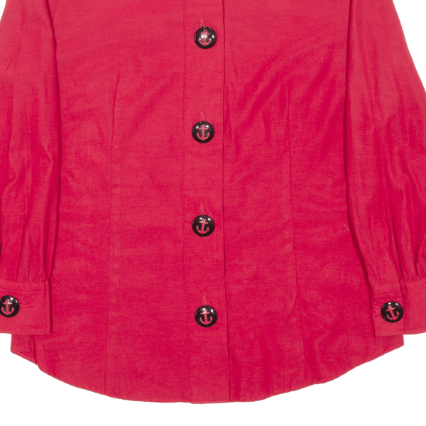 Anchor Buttons Plain Shirt Red 3 4 Sleeve Womens M Supply