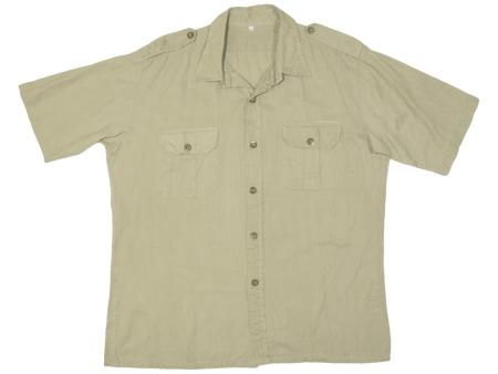 Plain Shirt Beige Short Sleeve Mens L For Sale